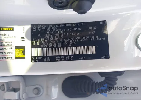 2023 Toyota Corolla Cross Le из США, поврежденный, VIN 7MUBAAAG2PV039953